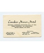 Cavalier Manor Motel US 1 North Richmond Virginia Business Card &amp; Mileag... - £9.35 GBP