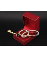 Vintage Leilian Spiral Arrow Brooch – Gold Tone with Clear &amp; Green Crystals - $36.00