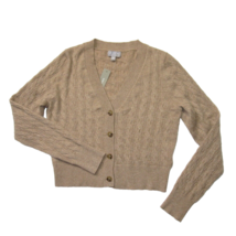 NWT J.Crew Cashmere Shrunken Cable-knit V-neck Cardigan Sweater in Camel M - £77.53 GBP