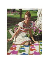 1970s Lacy Peasant Dress Openwork, Puff Sleeves - Crochet pattern (PDF 7764 - $3.75
