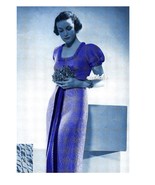 1930s Evening Gown Dress Ruffle, Short Puff Sleeves - Crochet pattern (P... - £3.19 GBP