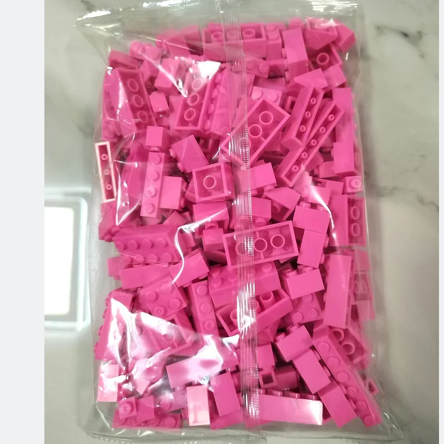 Pink #2 - Bulk Building Blocks Big Bricks Single Color Free Assembly Compatible - $10.91