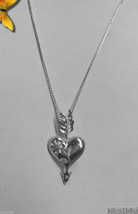 925 Sterling Silver Diamond Cut Heart with Arrow Necklace 18&quot; chain + pendant - £35.71 GBP