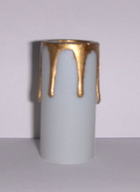 2&quot; White w/Gold Drips Molded Plastic Chandelier Sleeve - £3.53 GBP