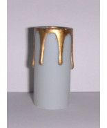 2&quot; White w/Gold Drips Molded Plastic Chandelier Sleeve - £3.53 GBP