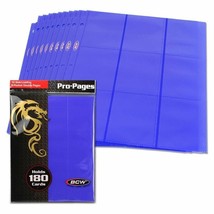 Pack Of 10 Bcw Sideload Pro 18-POCKET Binder Pages - Blue - £5.75 GBP