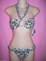 Victoria&#39;s Secret Beach Sexy Ruffled Floral Bandeau Two Piece Bikini Swimsuit - £27.16 GBP