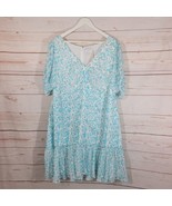Tanya Taylor Pansy Ruched Silk Mini Dress Floral Blue White Size 20 NWT - $169.25 CAD