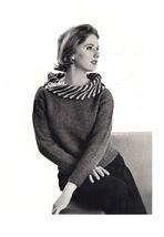 1960s Pullover Sweater, Striped Turtle Neck Collar - Knit Pattern (PDF 6413) - $3.75