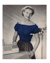1940s Peasant Style Blouse or Top, Puff Sleeves - Knit pattern (PDF 1302) - £2.95 GBP