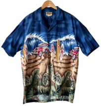 Winnie Fashion Hawaiian Shirt Surfboards Red Woody Cars Coconut Buttons-... - £22.40 GBP