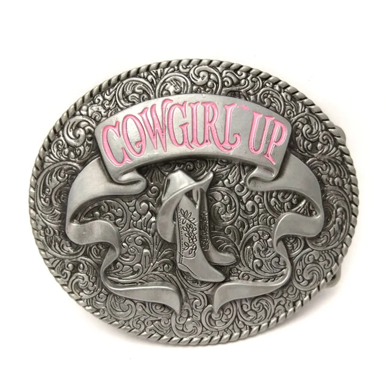 Western GIRL UP Boots boy Hat Big  Antique Silver Buckle for Girl Women Casual D - £56.41 GBP