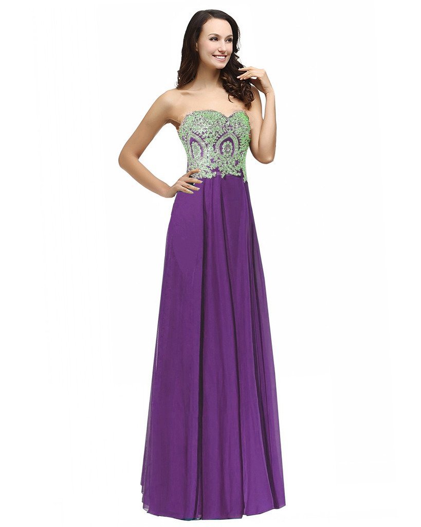 Kivary Sweetheart Gold Lace Crystals Long A Line Beaded Formal Prom Evening Dres