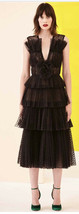 J Mendel Swiss Dot lace Dress Layered Tulle Sz 0 Black $5700 - $791.01