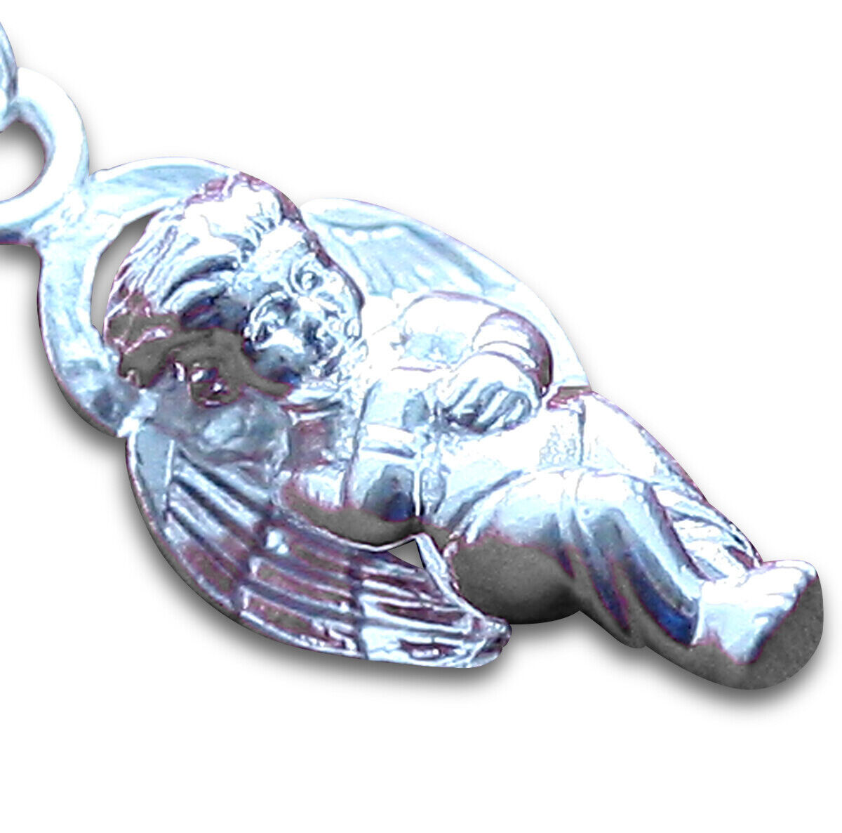 Steling Silver Baby Guardian Angel Christian Pendant Necklace - $20.39