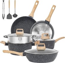 12pcs Pots and Pans Set Non Stick Kitchen Cookware Sets Induction Cookware Nonst - £49.66 GBP