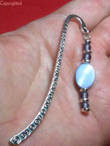 SHIPS FREE Opal Opalite &amp; Natural Amethyst Beaded Silver Tone MINI Bookmark - $6.99