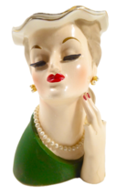 Distressed Vintage Lady Head W/Pearls: Yikes, Two of My Fingers are Miss... - $26.99