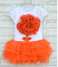 Orange Dress Children Clothing little Girls Clothes 5T Flower Girls Tutu Dresses - £20.07 GBP