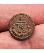 Antique Brass Lion Crest Cuff Button Shank Back Spectemur Agendo 5/8&quot; Di... - £7.49 GBP