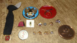 15-lot masons,eastern star + shriners lapel pins + buttons nice used - £15.31 GBP