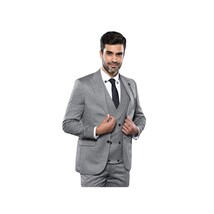 Men 3pc European Vested Suit WESSI by J.VALINTIN Extra Slim Fit JV21 gray silver image 3