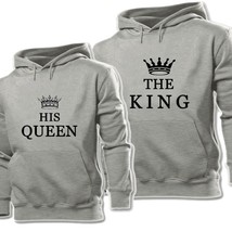 The King &amp; His Queen Print Sweatshirt Couple Hoodies Graphic Hoody Hoode... - $26.17