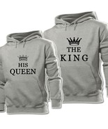 The King &amp; His Queen Print Sweatshirt Couple Hoodies Graphic Hoody Hoode... - £20.59 GBP
