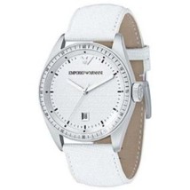 Emporio Armani AR0525 White Leather Unisex Designer Watch - £143.95 GBP