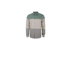 MEN&#39;S GUYS ELWOOD ORDELL BUTTON-UP WOVEN L/S SHIRT GREEN BLOCK STRIPES N... - £35.85 GBP