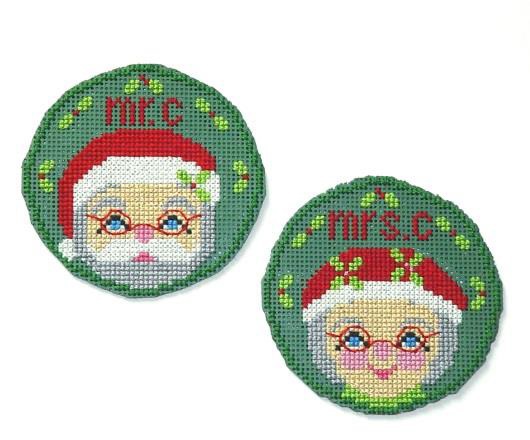 The Santas circle ornaments cross stitch chart Handblessings - $5.00
