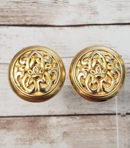 Vintage Clip On Earrings Extra Large Statement Earrings Gold Tone Circle - £12.78 GBP