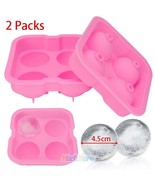2X Round Ice Balls Maker Tray 4 Large Sphere Molds Cube Whiskey Cocktail... - £23.68 GBP