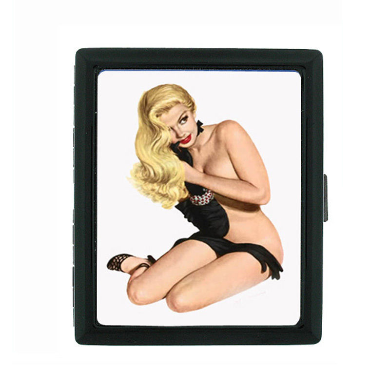 Metal Cigarette Case Holder Box Pin Up Girl D 15 Sexy Vintage Lingerie Model