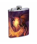 Flask 8oz Stainless Steel Dragon Design-009 Custom Game of Thrones Mytho... - £11.80 GBP