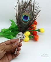 handmade Mor chhadi, with peacock feather silver pankhi silver mor chadi... - £51.24 GBP