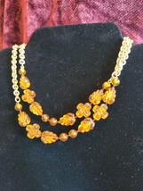 Vintage Faux carved citrine necklace - £7.98 GBP