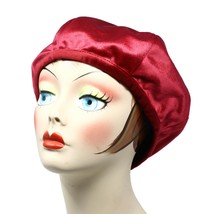 Womens Red Velvet Beret Satiny Smooth Retro Style One Size Hat Cap  - Hey Viv - £18.87 GBP