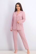 Alfani Super Soft Pink Shadow Dot Print Long Sleeve Pajama Set Top Pants SMALL - £19.61 GBP