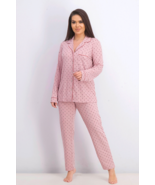 Alfani Super Soft Pink Shadow Dot Print Long Sleeve Pajama Set Top Pants SMALL - $25.00