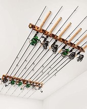Holds Up to 12 Rods Fishing Pole Rod Racks Wall or Ceiling Mounted Fishi... - $40.23