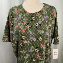 Lularoe Womens XS Disney Minnie Mouse Irma T Shirt Green Short Sleeve - £18.20 GBP