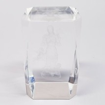 3D Paperweight Crystal Glass Laser Etched Hologram Mother&amp;Cherub Heavenl... - $8.45