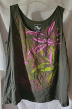 Women's Just My Size Tank Top Size 4X Green Flowers Sparkly Casual Summe... - $9.99