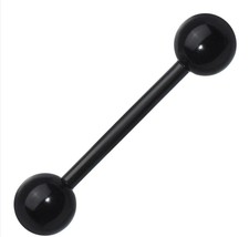 Acrylic Black Acrylic Ball Glitter Barbell Tongue nipple piercing body candy 14g - £7.95 GBP
