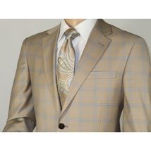 Men Suit BERLUSCONI Turkey Italian Wool 180's Glenn Plaid K167-07 Beige Blue image 8