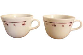 Pyrex Burgundy Rose Coffee Tea Cups Vintage Mugs C Handle 7 oz Set Of 2  - £7.85 GBP