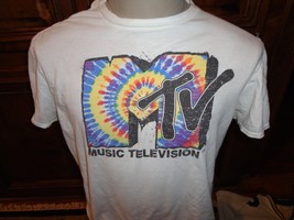 White MTV Music Television Cotton T-shirt Women&#39;s Size L 2020 Tie Dye Gr... - $14.80