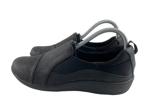 Clarks CloudSteppers Loafers Women 8 M Sillian Paz Shoes Black Gray Leather Item image 5