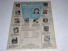 The Monkees 16 Magazine Clipping Advertisement Vintage May 1987 Order Form - £9.43 GBP